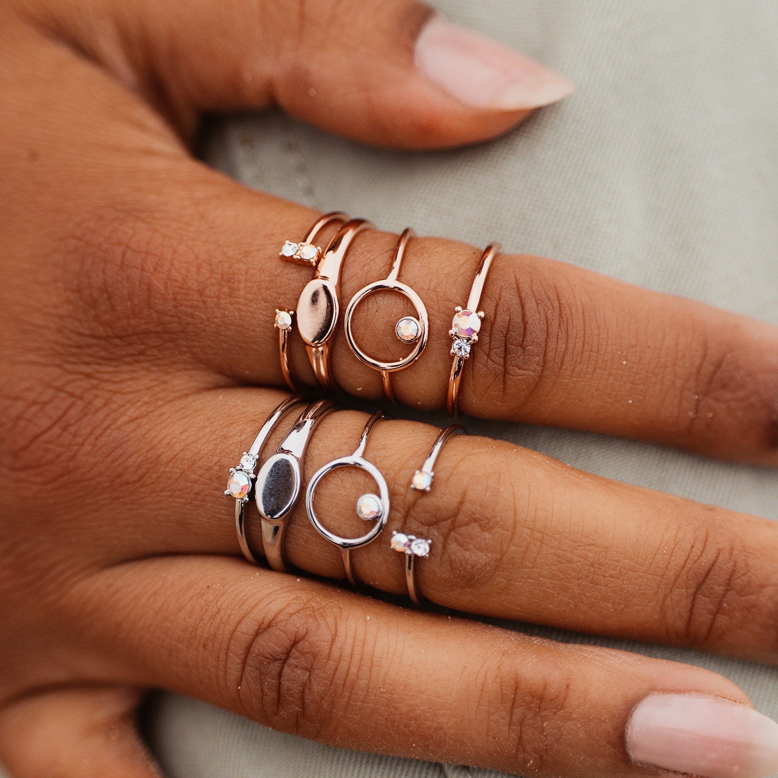 Crystal Sky Ring Stack