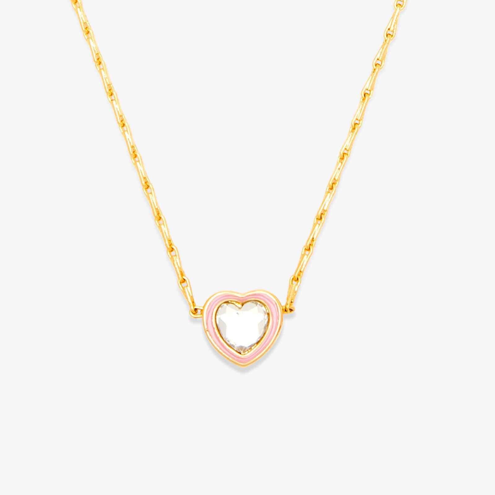 Stone & Enamel Heart Pendant Necklace