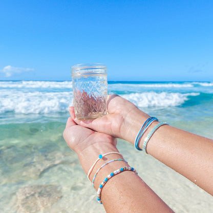 World Water Day Mixed Bead Stretch Bracelet