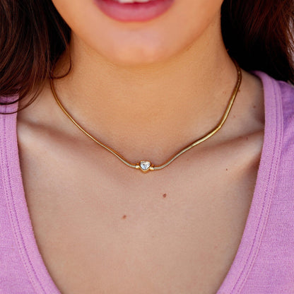 Rhinestone Heart Choker