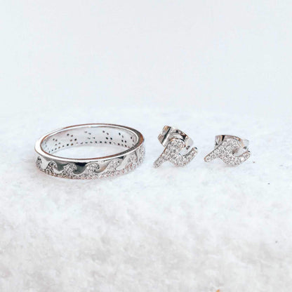 Crystal Wave Earring & Ring Set