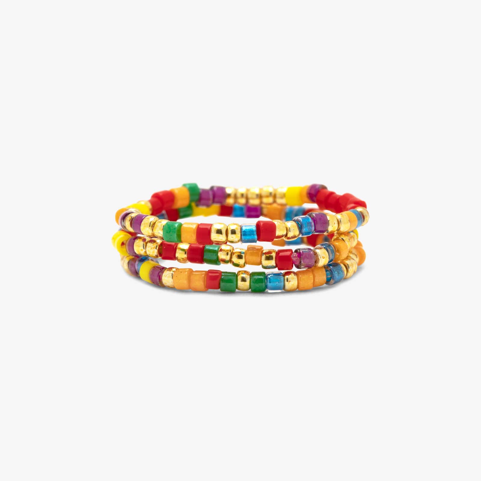 Rainbow Bead Stretch Ring 3 Pack