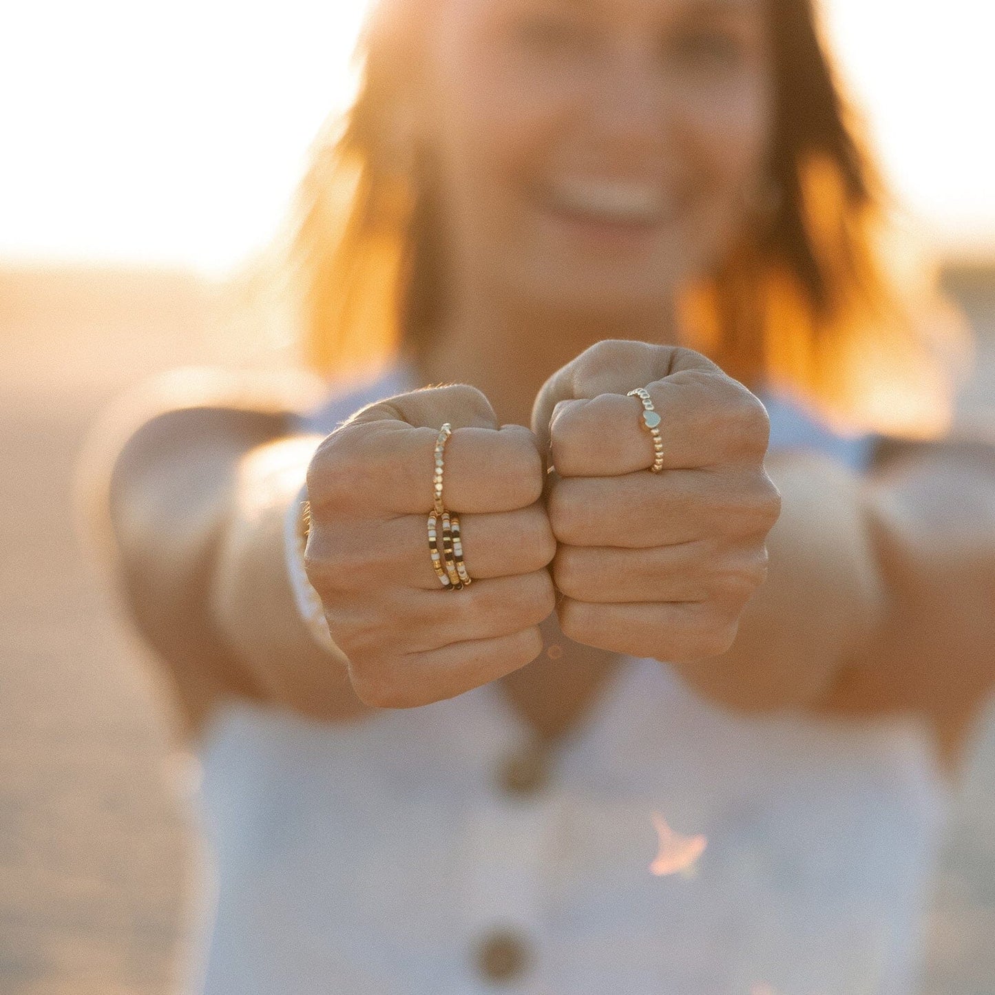 Monochrome Stretch Ring Set of 3