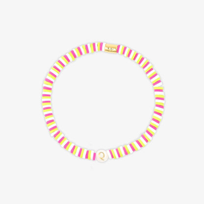 Raspberry Alphabet Stretch Bracelet
