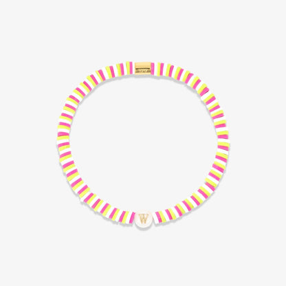 Raspberry Alphabet Stretch Bracelet