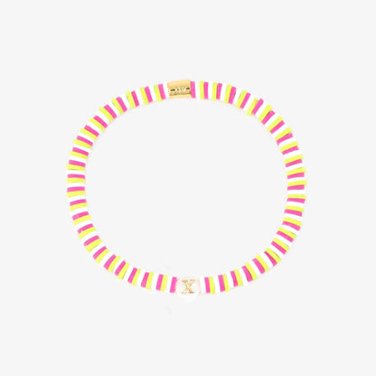 Raspberry Alphabet Stretch Bracelet