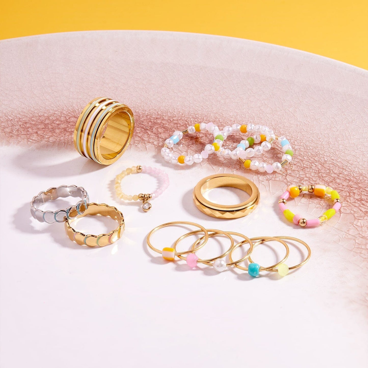 Wide Enamel Stripe Fidget Ring