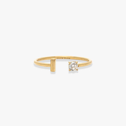 Initial Stone Open Ring