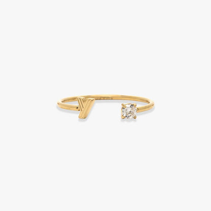 Initial Stone Open Ring