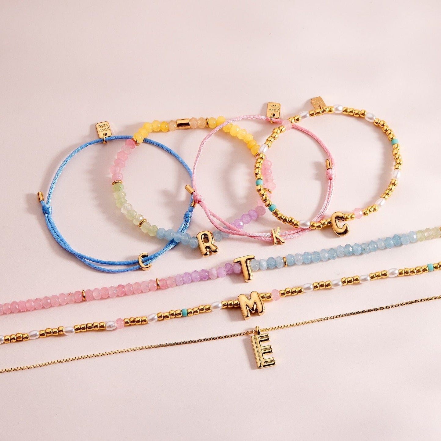 Initial Pearl & Seed Bead Stretch Bracelet