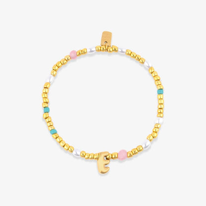 Initial Pearl & Seed Bead Stretch Bracelet