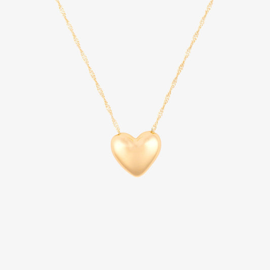 Puffy Heart Bead Pendant Necklace