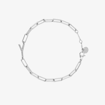 Initial Paperclip Chain Bracelet