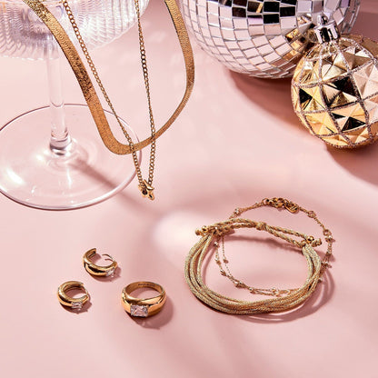 Dome With Stone Hoop Earrings