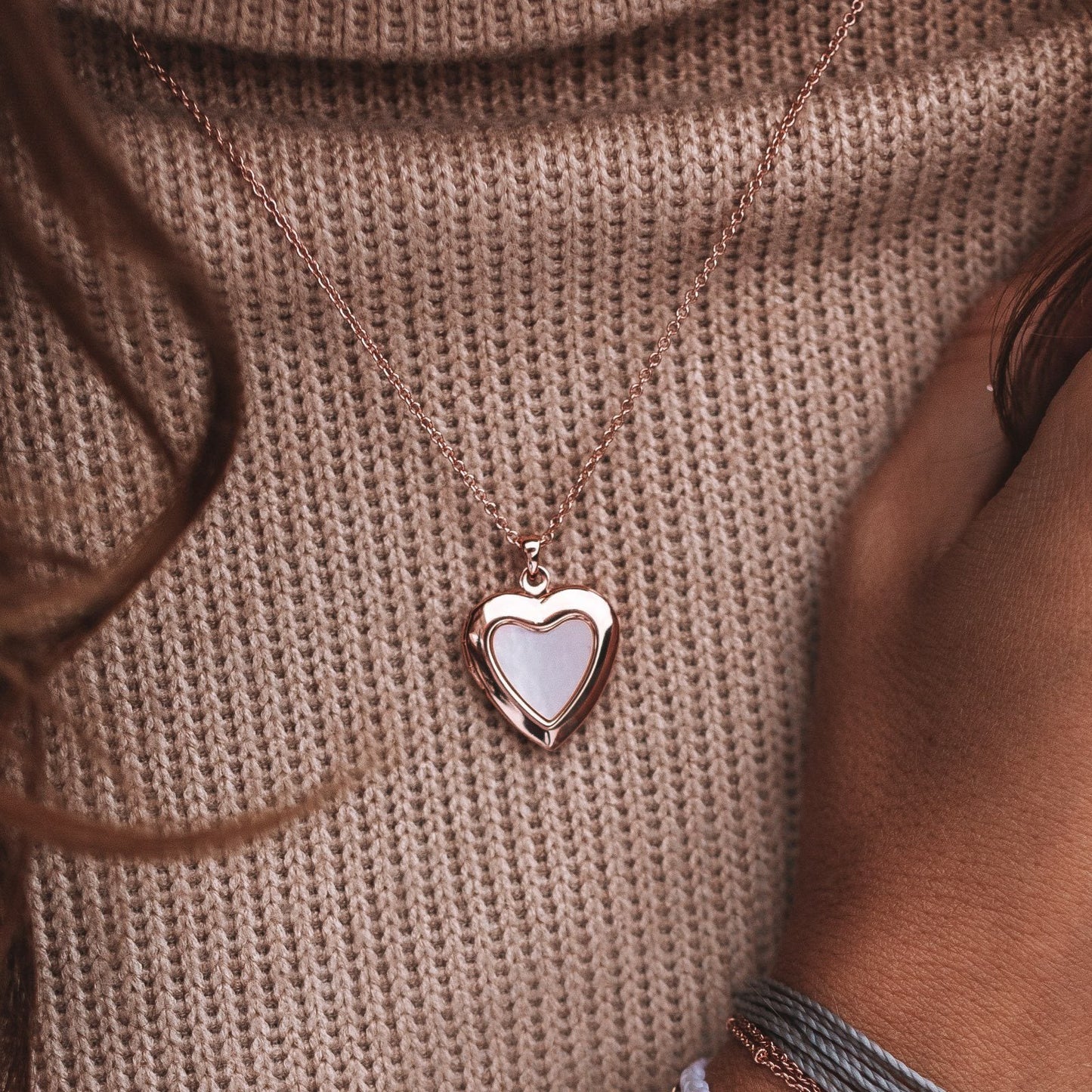 Stone Heart Locket Necklace